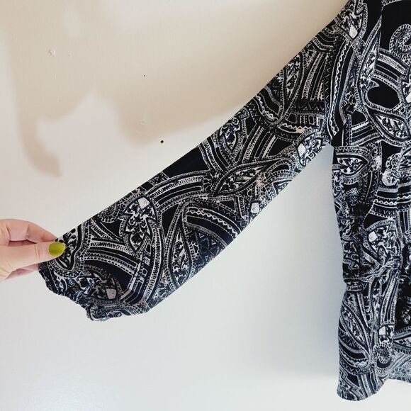 Mandee Paisley Long Sleeve Button Down Blouse - Picture 3 of 7